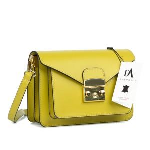 Geanta dama de umar din piele naturala DiAmanti Abra Galben Mustar